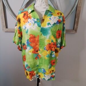 Vintage Jams World Retro Rayon Effervescent SS Button Down Shirt - M